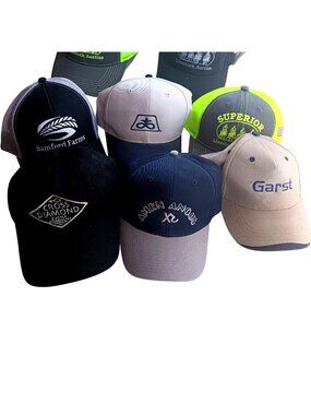 Set Of 6 Caps Hats Ranch Swag Farm Livestock Embroidered Logo Mesh